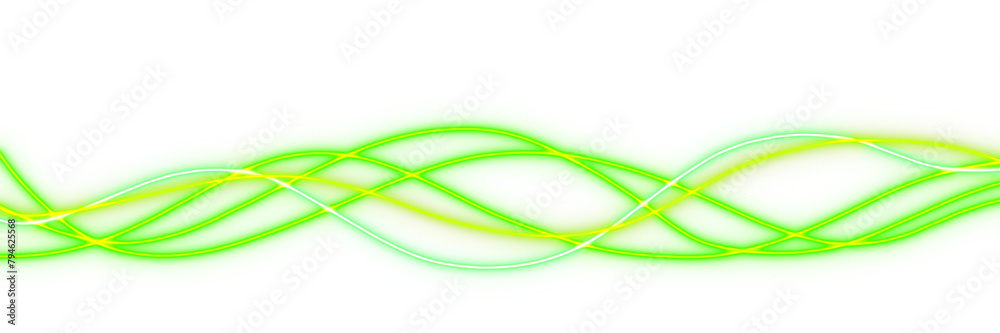Naklejka premium wavy neon line flash effect on transparent background