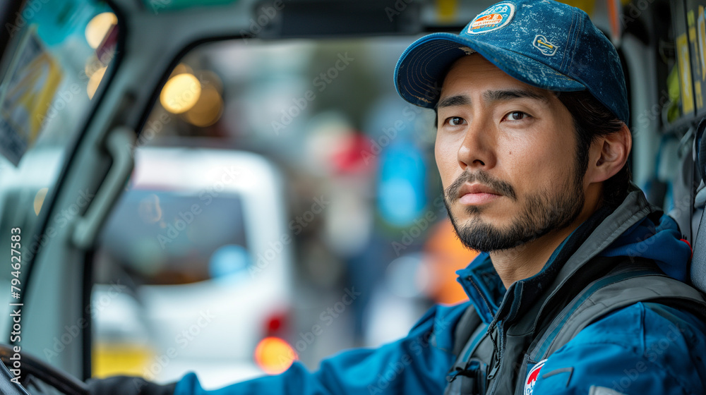 トラック運転手の男性 トラック運転手の男性