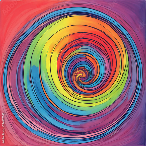 Spiraling Rainbow Vortex in Vivid Hues and Textured Background