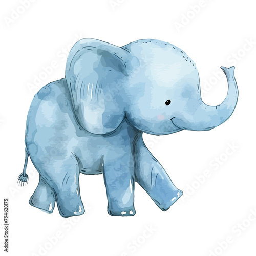 cute cartoon elephant in watercolor painting style