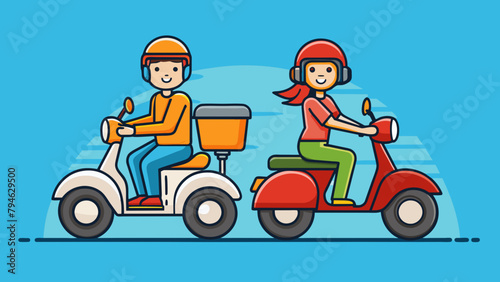 2 people are riding scooter vector illustration © Shiju Graphics