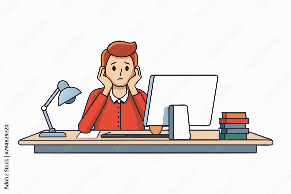 a man is very worried cartoon vector illustration a man is very worried cartoon vector illustration
