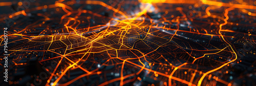 Digital community, Digital society. The grid, the infrastructure. Street, route network. Energy distribution. Digital mapping , Digital tracking, Location tracking. Urban planning and traffic flow. 