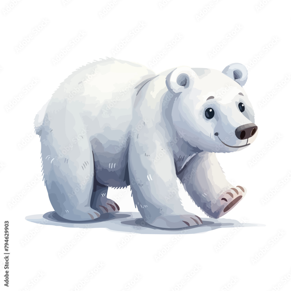 Fototapeta premium polar bear catoon in watercolor painting style