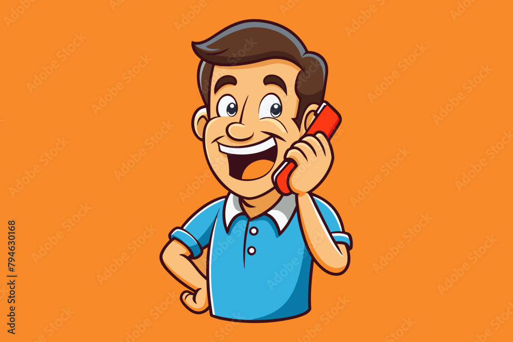 Talking on the phone with happy mind vector illustration Talking on the phone with happy mind vector illustration