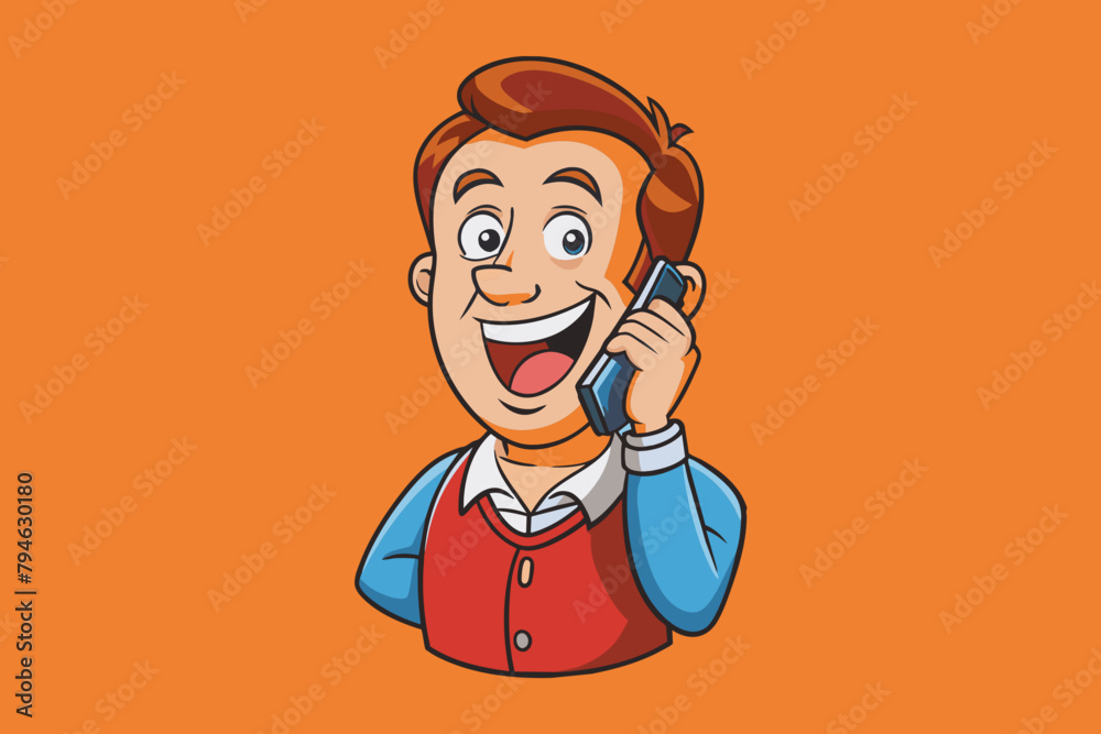 Talking on the phone with happy mind vector illustration Talking on the phone with happy mind vector illustration