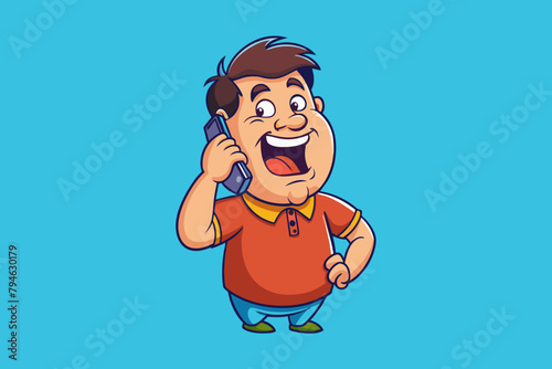 Talking on the phone with happy mind vector illustration