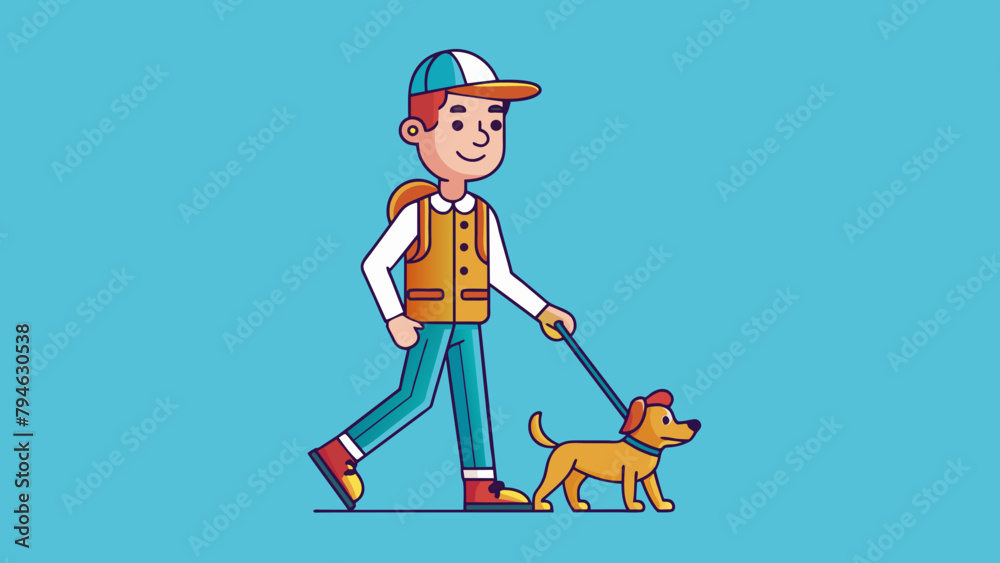 A man walks with a dog vector illustration A man walks with a dog vector illustration