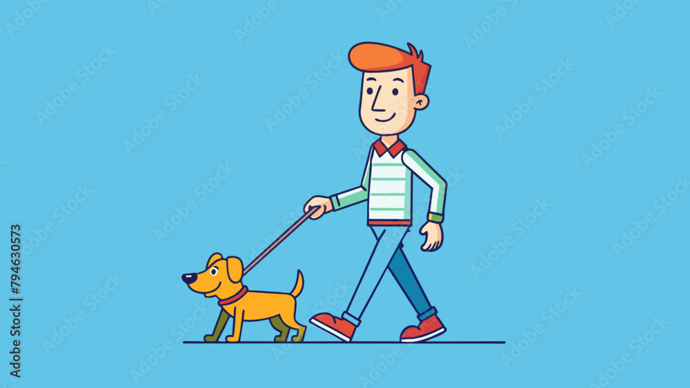 A man walks with a dog vector illustration
