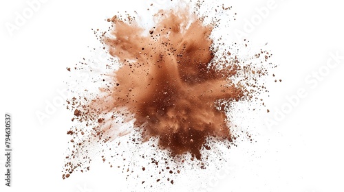 Brown Powder Dust Explosion Splash Isolated on White Background - Holi Paint
