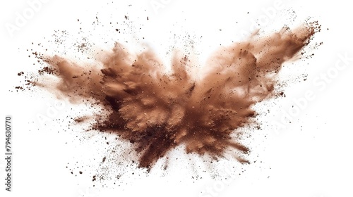Brown Powder Dust Explosion Splash Isolated on White Background - Holi Paint
