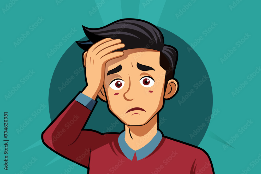 man chronic fatigue and nervous tension cartoon vector illustration