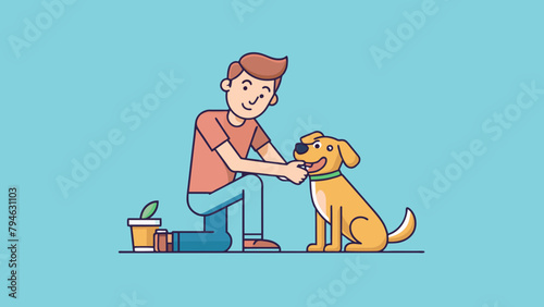 man with the dog cartoon vector illustration 