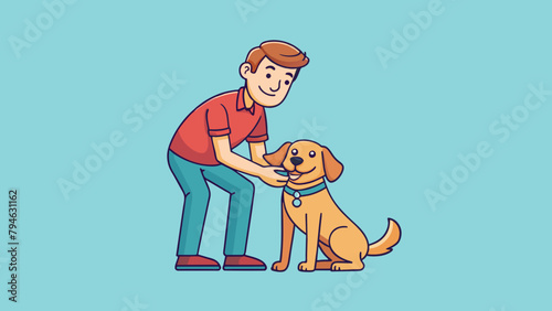 man with the dog cartoon vector illustration 