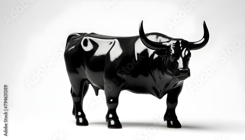 A black Spanish bull made of ceramic or porcelain. 
