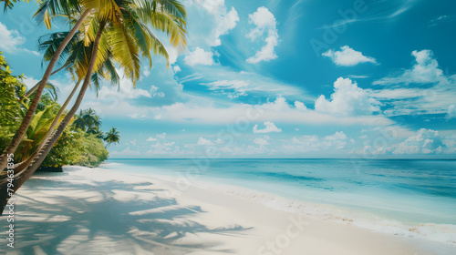 White sand beach and light blue sea, calm sea