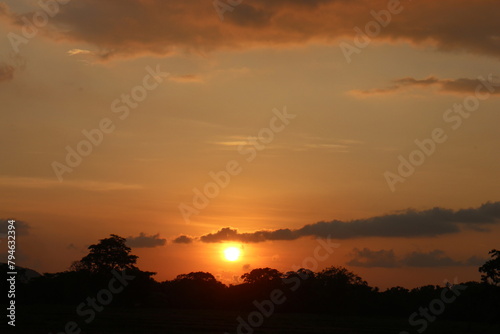 sunset sky with clouds.