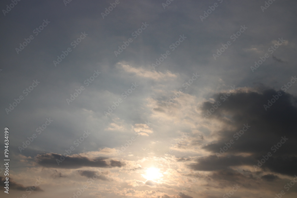 Colorful cloudy sky at sunset. Sky texture, abstract nature background.