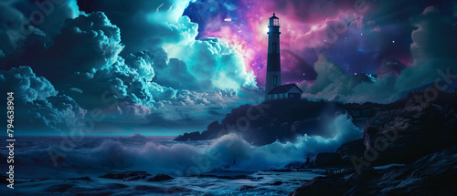 A light house with seascape