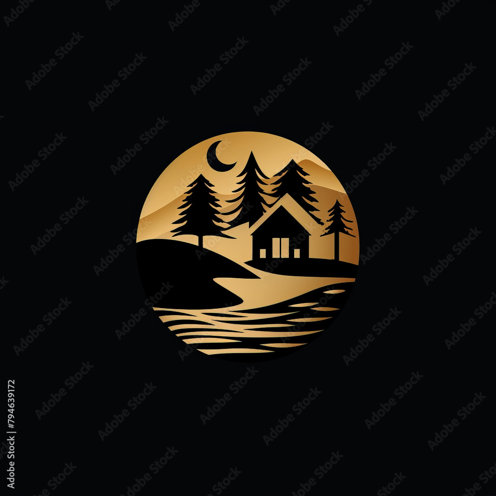 Night Scene With House and Trees Night Scene With House and Trees