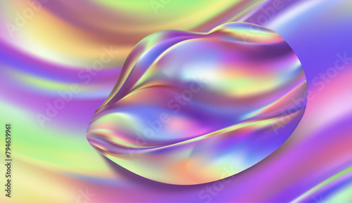 Holographic foil abstract background. 3d rendering, 3d illustration.