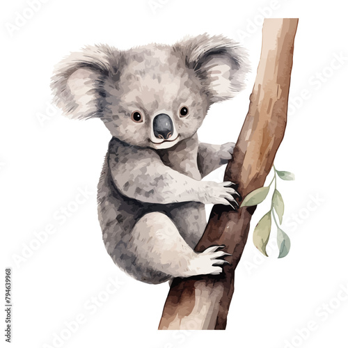 Cute koala cartoon in watercolor painting style © Fauziah