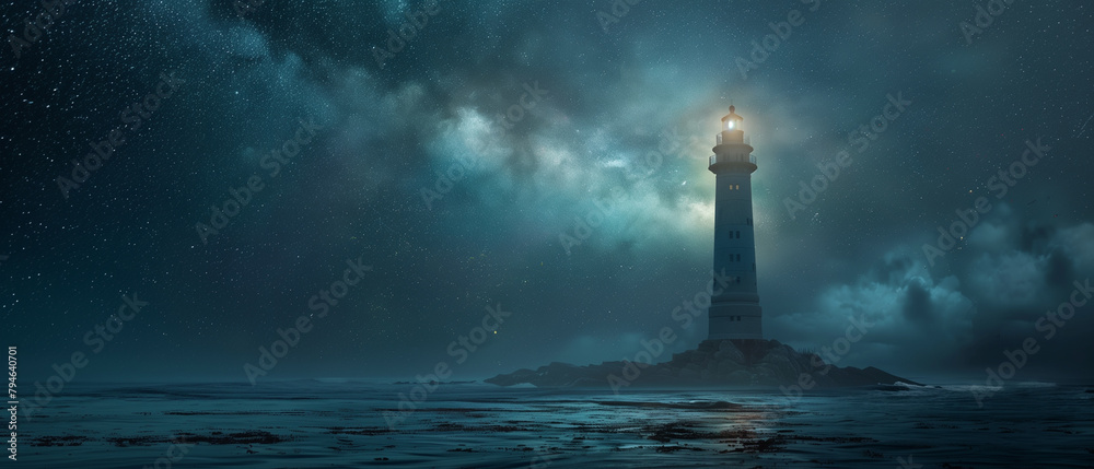 A light house with seascape