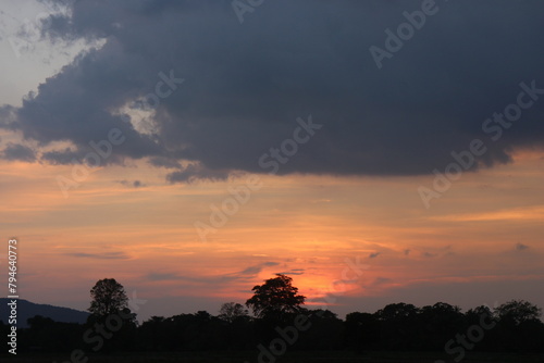 Sunset sky for background or sunrise sky and cloud at morning. © SISIRA