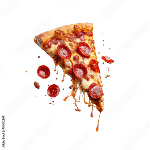 Delicious tasty slice of pepperoni pizza transparent background