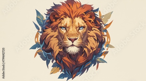 Illustration of a 2d icon depicting a lion s head photo