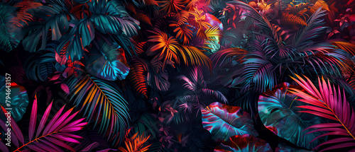 Colorful jungle line foliage background photo