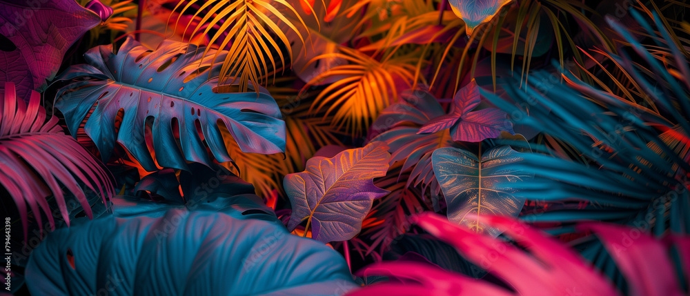 Colorful jungle line foliage background Colorful jungle line foliage background