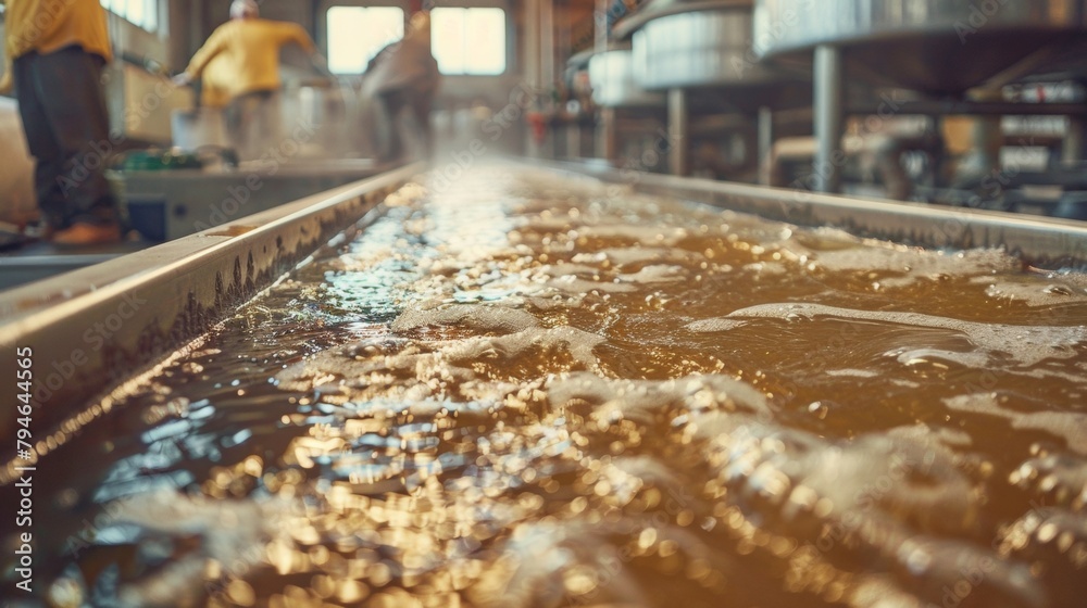 In a factory workers monitor large tanks filled with bubbling liquid a key step in the process of fermenting organic materials into biofuel. .