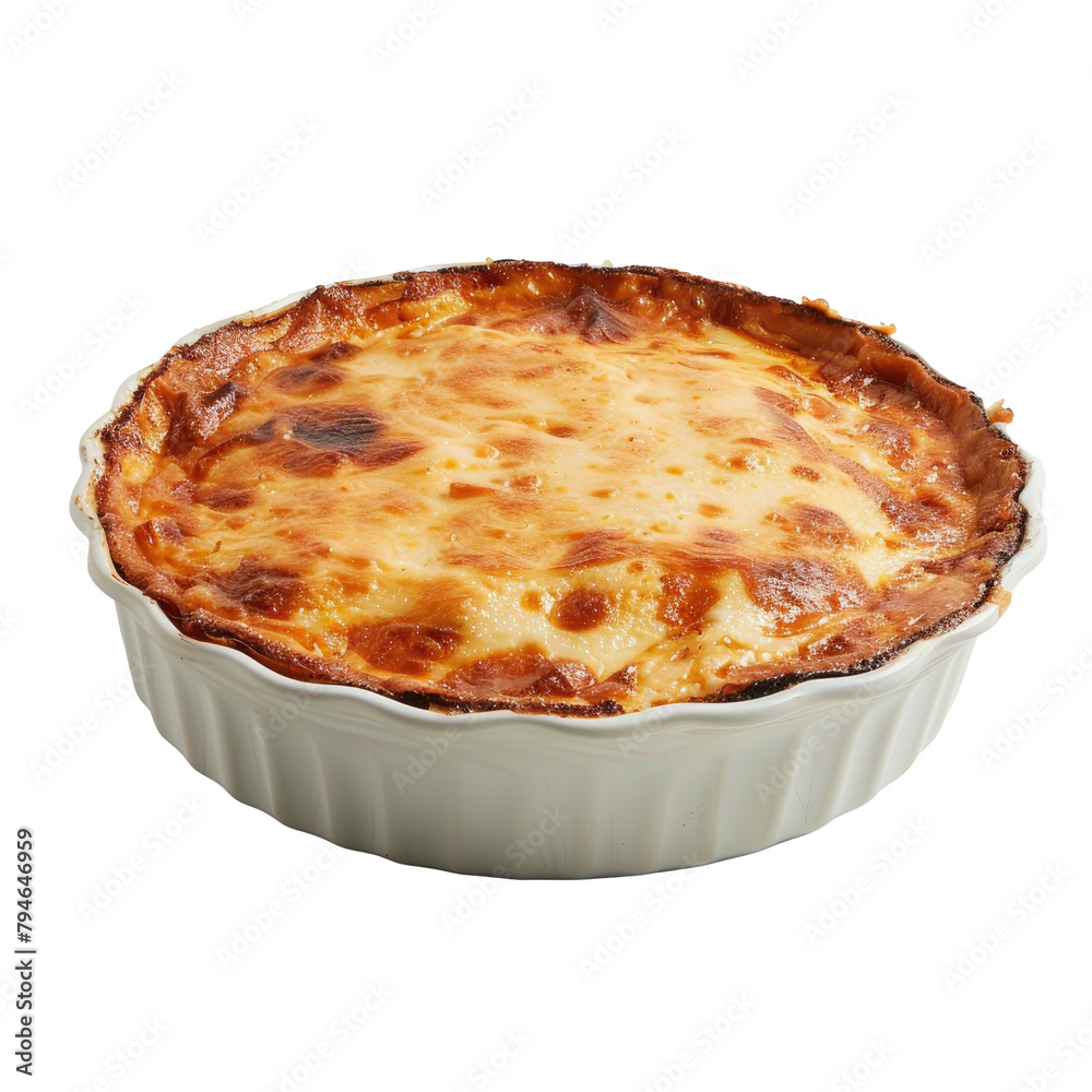 A baked dish set against a transparent background A baked dish set against a transparent background