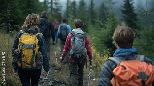 A group of hikers on a trail