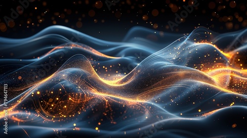 Vector line luxury golden waves, abstract light abstract background flow effect glow design motion wave energy curve