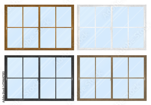 木製の窓枠Ｂ　ガラス　セット	