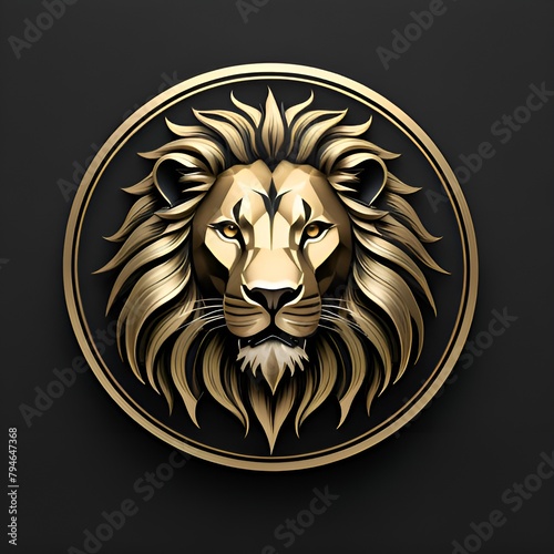 A lion head surrounded by a circle as a logo design. photo