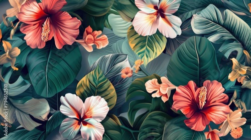 Modern floral pattern for fashion tapestries and prints with a plant backdrop Ideal floral design for fashion and decor