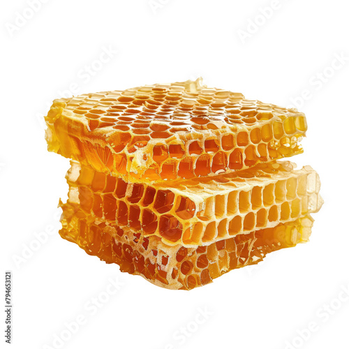 A delectable honeycomb set against a transparent background