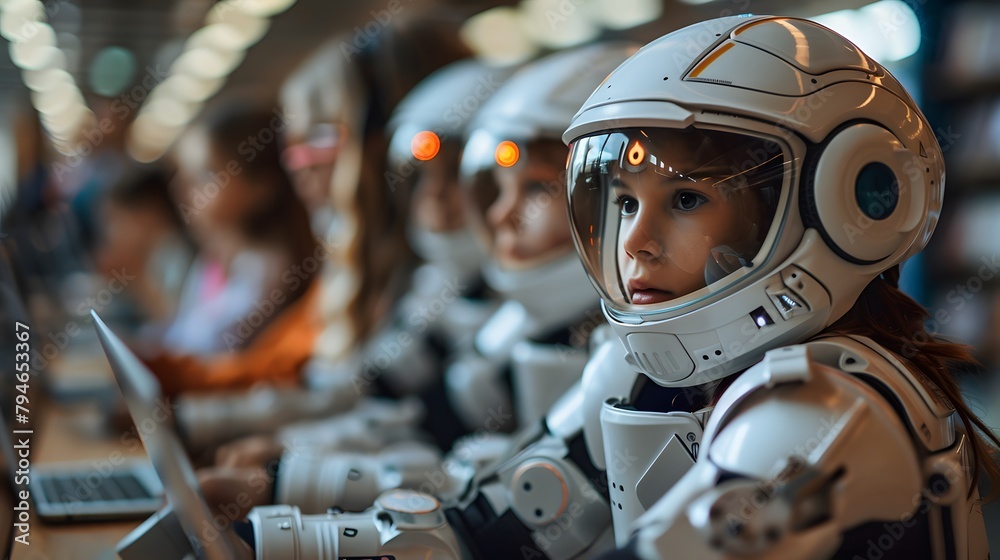 Fototapeta premium Classrooms of Tomorrow: Unveiling Android Education.