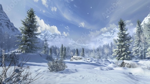 Snow covered landscape of a wintry mountain © 2rogan