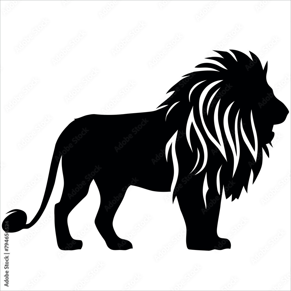 Vector isolated lion silhouette, logo, print, decorative sticker ,t-shirt design
Vector isolated lion silhouette, logo, print, decorative sticker ,t-shirt design