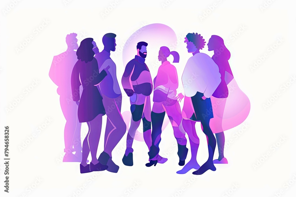 Abstract concept of social interaction and connectivity - Silhouetted figures overlapping in an abstract depiction of social dynamics and relationships Abstract concept of social interaction and connectivity - Silhouetted figures overlapping in an abstract depiction of social dynamics and relationships