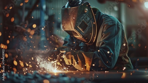 Welders joining metal pieces with precision photo