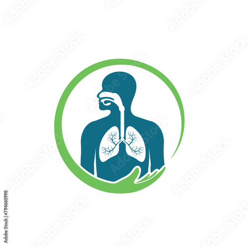 illustration of respiratory system, vector art.