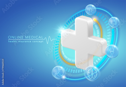 online medical consultation Insurance covers treatment for various diseases including brain, stomach, lung, bone and intestinal diseases. Concept of health care technology. EPS file.