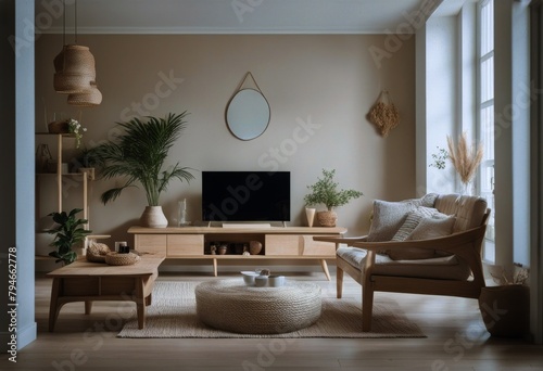background beige home natural model room boho interior furniture Scandi wood