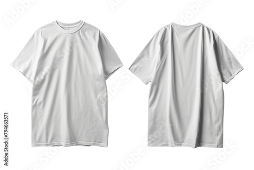 T-shirt mockup. White blank t-shirt front and back views. Female and male clothes wearing clear attractive apparel tshirt models template
