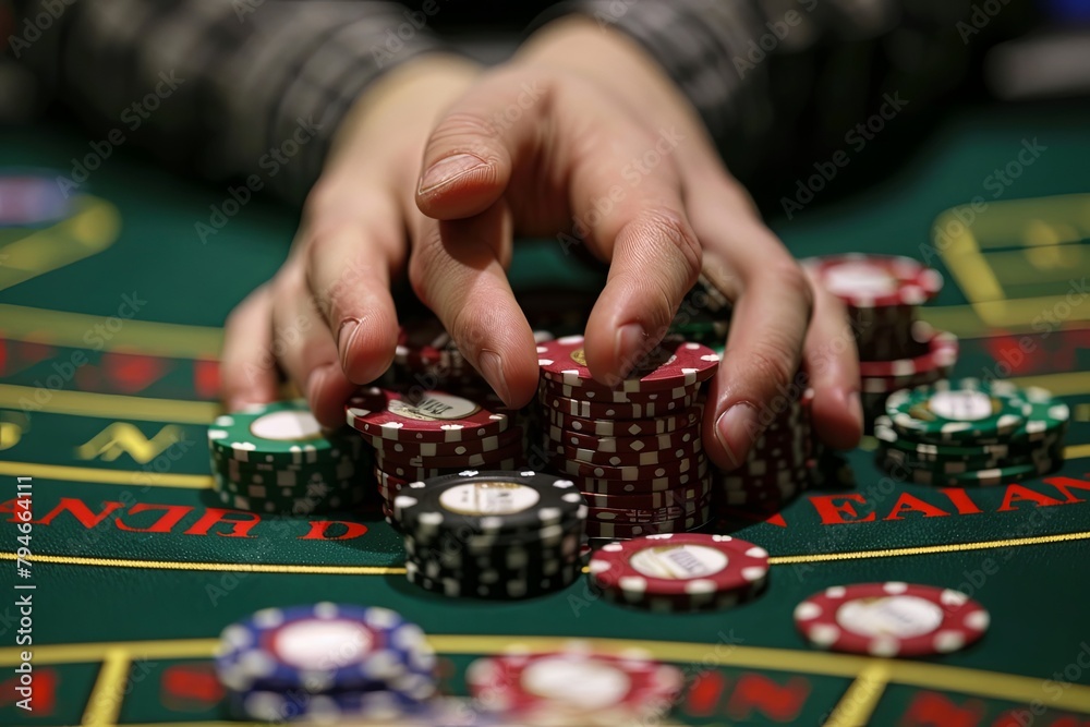A person engaged in a game of poker, focused on the cards and strategic gameplay. Generative AI A person engaged in a game of poker, focused on the cards and strategic gameplay. Generative AI